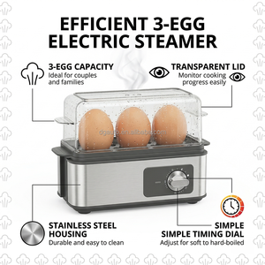 Nouvelle conception, cuisson rapide, cuiseur à œufs électrique 210W, 3 œufs, acier inoxydable, arrêt automatique, usage domestique, chaudière économe <span class=keywords><strong>en</strong></span> énergie - Product Image 3