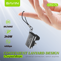 BAVIN OTG75 240W 40Gbps 8K 60Hz Tipe c laki-laki untuk Tipe c perempuan USB 4.0 adaptor konverter pembaca kartu ke Adapter Otg