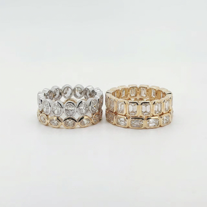 แหวนเพชรแบบ Eternity ขอบตัวเรือนสั่งทำพิเศษ ได้รับการรับรองจาก IGI เพชรสังเคราะห์ ทองแท้ 18K 14K แหวนเพชรแล็บสำหรับหมั้น - Product Image 3