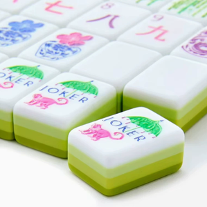 Lightweight Portable American <b>Mahjong</b> Tile Game <b>Set</b> with 8 Jokers & 12 Dragons Green White Design Travel Kit for 4 - Product Image 2
