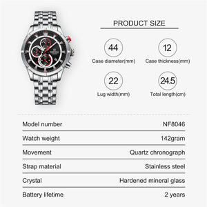 Montres à quartz lumineuses NAVIFORCE 8046 pour hommes, en acier, étanches, avec calendrier, chronographe, trois aiguilles, originales, nouvelle mode - Product Image 6