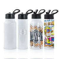 Vaso térmico deportivo recto y delgado de doble pared para sublimación, de 20oz y 32oz, con tapas con asa