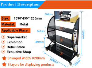 Heavy Duty tầng đứng xe pin hiển thị Giá kim loại ô tô pin kệ với bánh xe cho siêu thị - Product Image 4