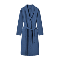 Peignoir unisexe en tissu gaufré, disponible toute l'année, longueur intégrale, col châle, pour spa, maison et détente, adapté à toutes les saisons