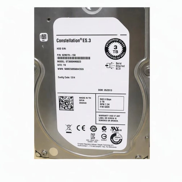 ST3000NM0023 3TB 7200RPM 3.5 Inch SAS HDD ST3000NM0023 Enterprise Server Hard Drive 6Gb/s Large Capacity Storage Supplier