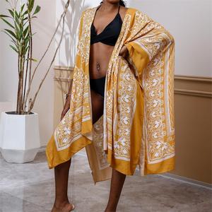 Printed <strong>Beach</strong> Cardigan Cover up Women Bikini Cover up Factory Directly Retro Color Loose <strong>Coat</strong> 2025 - Product Image 4