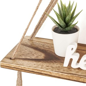 Solid Wood Bohemian <b>Wall</b> Shelf 45x41.9x14cm <b>Hanging</b> <b>Storage</b> Rack For Bedroom Living Room Entryway Decoration - Product Image 2