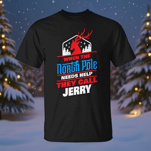 T-shirt noir unisexe pour adulte avec nom de Noël Jerry l'aide du pôle nord - Product Image 3