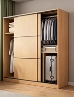 Armoire coulissante en mélamine, style moderne minimaliste, tiroirs multicouches, poignées métalliques, meuble de rangement pour chambre à coucher, pour la maison