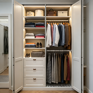 Armario de Madera Maciza Moderno Personalizado BALOM con Escritorio y Estante de Exhibición, Muebles de Dormitorio, Diseño de Tamaño Personalizado - Product Image 6