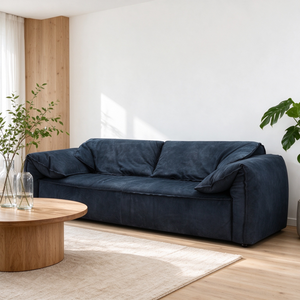 Sofá de Gamuza de 2 Plazas, Estilo Deslazado con Brazos Caídos, Cojín Holgado de Perfil Bajo, Estilo Japandi Minimalista para Sala de Estar, Hotel o Dormitorio - Product Image 1