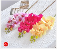 Bunga Phalaenopsis Buatan 8 Tangkai, Tekstur Lembut dan Melembapkan, Gaya Eropa, PVC, Satu Ranting, untuk Dekorasi Rumah dan Ruang Tamu