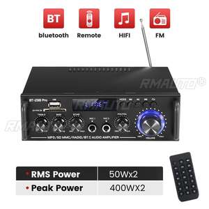 Amplificador de Potencia HIFI de 2.0 Canales, Amplificador de Audio Digital Bluetooth, 12V 240V, Compatible con Bluetooth, USB, SD, Radio, con Control Remoto, UE - Product Image 1