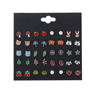 Boucles d'oreilles tendance en alliage de zinc, design mixte animaux, fruits et perles pour femmes E0004 - Product Image 5