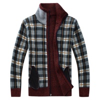 Pull Homme Grande Taille Automne Hiver - Manteau Décontracté en Maille Épaisse Doublé à Col Montant