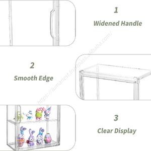 Expositor de Acrílico al por Mayor para Coleccionables, de 3 Niveles, con 2 Placas Móviles y Adhesivos para Figuras - Product Image 3