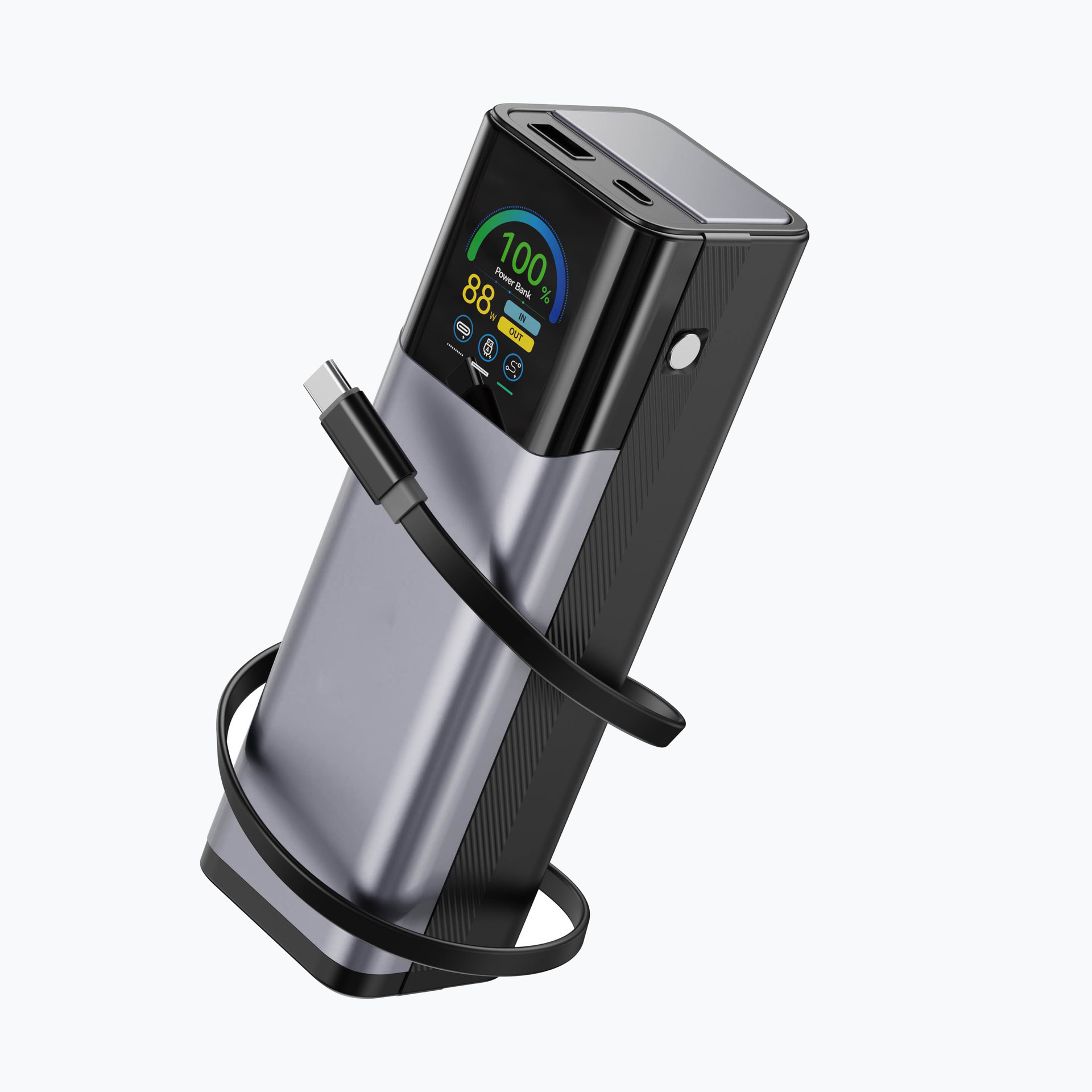 Бесплатная доставка Power Bank 27000 мАч PD 140 Вт выход портативное зарядное устройство для ноутбуков и мобильных телефонов с выдвижными кабелями для передачи данных