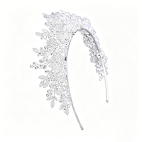 Couronnes de concours élégantes en cristal blanc baroque, diadèmes en zircon, bandeaux de mariée argentés, accessoires de coiffure pour femmes