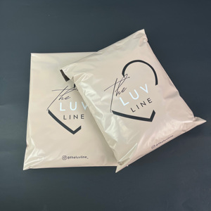Custom Apricot Poly Mailer Bags Printed Logo Waterproof Beige Shipping Mailing Bags For Clothing Boutique Packaging - Product Image 4