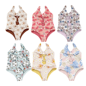 <span class=keywords><strong>Maillot</strong></span> <span class=keywords><strong>de</strong></span> <span class=keywords><strong>bain</strong></span> une pièce pour bébés filles, motif floral hawaïen, bretelles réglables, style évidé, collection très prisée - Product Image 1