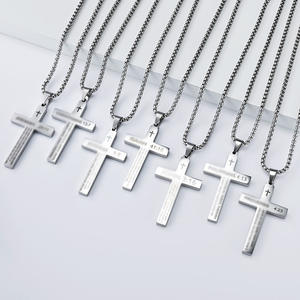 Unisex <b>Cross</b> Necklace Stainless Steel Pendant With Bible Verse For Men Women Gift Jewelry 24Inch <b>Chain</b> - Product Image 1