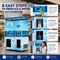 Distributeur automatique d'eau et de glace pure PUKUI pour intérieur, avec paiement par carte de crédit, pièces et jetons, et système d'ensachage et de scellage