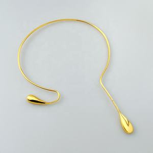 Collar de Latón chapado en oro de 18K para mujer, gargantilla de gota de agua, accesorios de fiesta, collares P223317 - Product Image 4