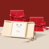 Boîte à bijoux rectangulaire élégante de luxe avec ruban, double ouverture, boîte cadeau pour collier, bague, boucles d'oreilles