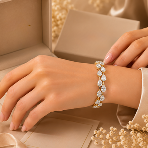 Silver Heart Cut Bracelet Double <b>Row</b> Cubic Zirconia Cluster Bangle Luxury Jewelry <b>Gift</b> Box Included for Women fine bracelets - Product Image 4