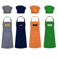 Ensemble Chapeau de Chef et Tablier Taille Adulte, Vêtements de Restaurant, Tablier de Cuisine et Casquette en Sergé pour Uniforme Personnalisé de Serveuse de Fast-Food