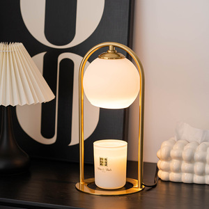LANJO Chauffe-bougie électrique et brûleur d'arômes, cadre en laiton, lampe en verre dépoli, décoration d'intérieur pour table, lumière d'aromathérapie - Product Image 3