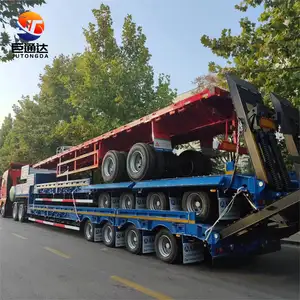 Lowboy Lowbed Low-Bed Semi-Trailer Fabrieksverkoop Gebruikt 3 As 60 Ton 70 Ton 100 Ton Stalen Vrachtwagenaanhangwagens Oplegger Hight:500Mm