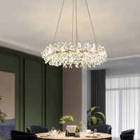 Lustre de table à manger en cristal personnalisé de luxe, luminaire suspendu circulaire moderne à LED pour salle à manger