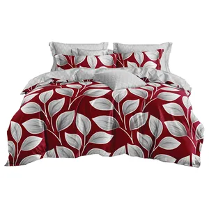 Set di Lenzuola Premium Autunnale Moderno e Lussuoso, 4 Pezzi in Morbido Cotone Sabbiato Stampato con Tecnica in Tessuto Satinato - Product Image 1