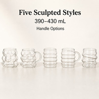 Tasses à café en verre OEM ODM, irrégulières, résistantes à la chaleur, faites à la main, pour café, 390-430 ml, avec options de poignée