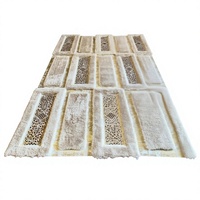Alfombra Adiva, Fabricada en Turquía, de Cuero Vacuno, Tejido Jacquard a Máquina, Resistente a las Manchas, con Patrón Abstracto, Pelo Medio, Juego de Alfombras