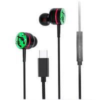 YUCHEN Earphone Berkabel Tipe C HiFi DAC Dekoder Digital 32bit 384KHz dengan Kontrol Volume Mikrofon untuk Ponsel Android Hitam