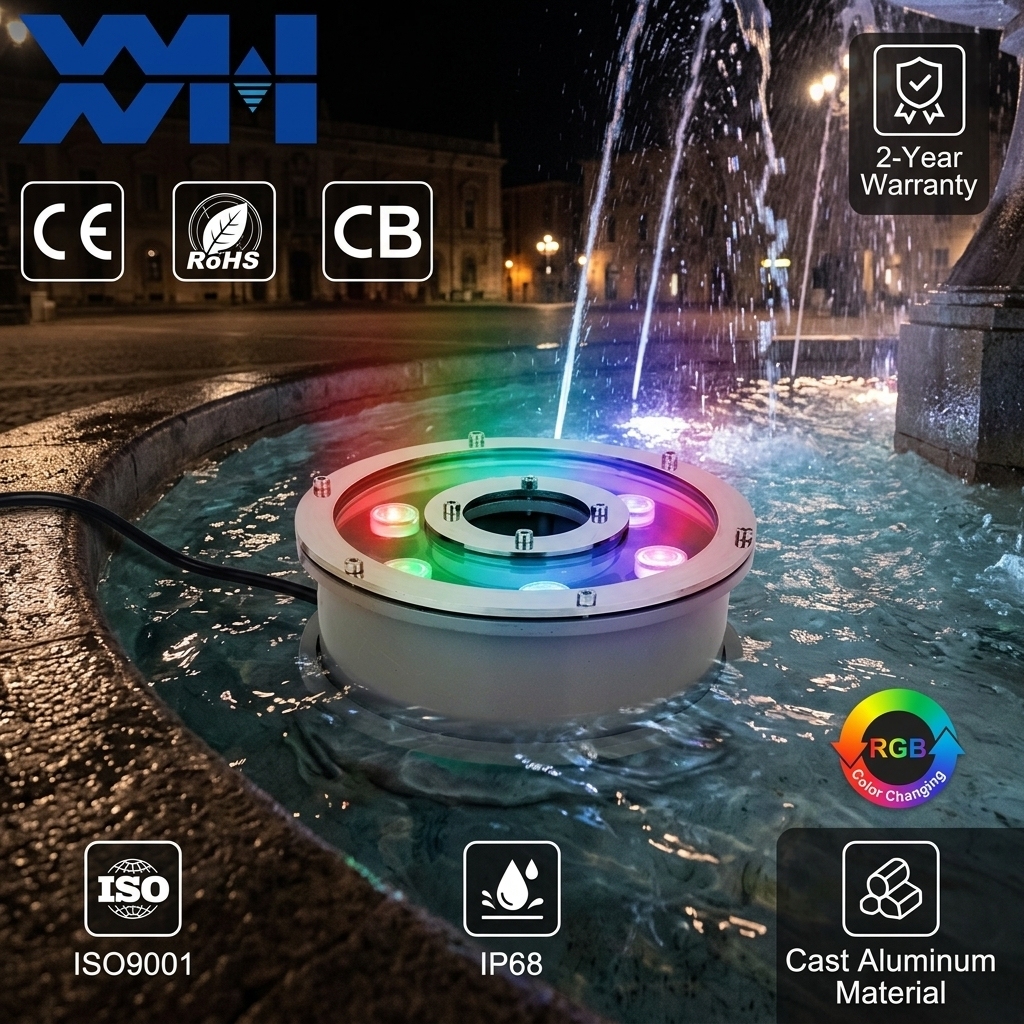 Music Dance DMX512 Rgb Rgbw Color 12v/24v Underwater Led Pond Lights RGB Color Changing Fountain Light for Ponds Waterfalls
