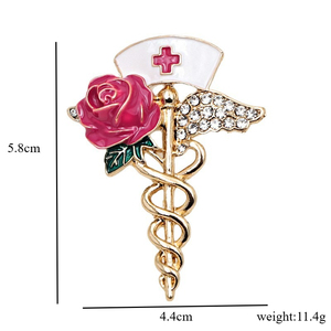 Broche de Esmalte com Tema Médico: Rosa e Caduceu, Ideal para Bonés de Enfermeira, Perfeito para Jalecos e Uniformes, Presente Ideal para o Dia do Enfermeiro(a) - Product Image 3