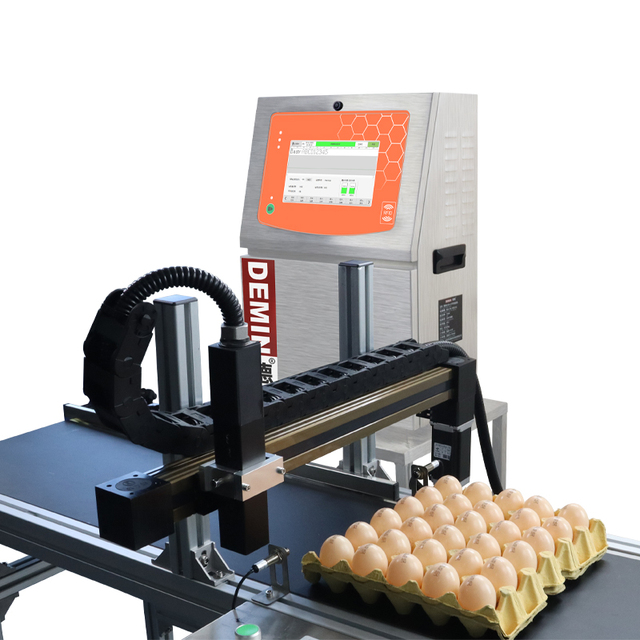 Demin Continuous Egg Date Printer Automatic Inkjet Printer for Egg Online Inkjet Printer High-Speed Expire Egg Coding Machine