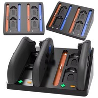 Dudukan pengisi daya aluminium paduan, dudukan pengisi daya untuk Switch 2 pengontrol Horizontal 4 Dok pengisian daya untuk pengontrol Joy Con kartu permainan dan toko