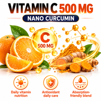 Comprimés de Vitamine C et Curcumine OEM ODM, Acide Ascorbique, Extrait de Curcuma, Complément Alimentaire Quotidien, Marque Privée, Vente en Gros B2B