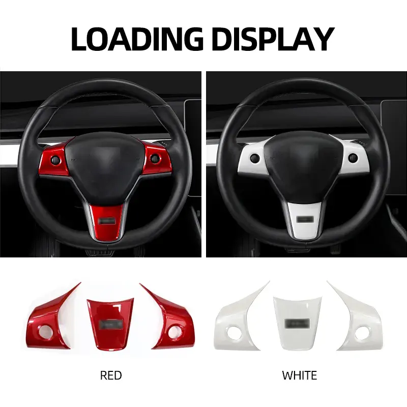 Steering Wheel Decoration Cover Sporty Sticker Car accessory Abs Carbon Look Steering Wheel Frame Strip For Model 3
