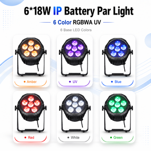 ไฟพาร์ LED พกพา IP65 RGBWA UV 6x18W ใช้แบตเตอรี่ สำหรับงานแต่งงานและห้องบอลรูม - Product Image 5