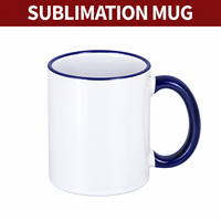 Tasses à café en céramique personnalisées les plus populaires de 11 oz, vierges pour sublimation, avec rebord et anse colorés