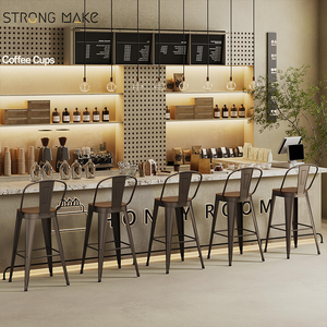 Logo commerciale personalizzato moderno di lusso tavolo da <span class=keywords><strong>bar</strong></span> e sedia Set industriale sgabello da cucina sgabelli da <span class=keywords><strong>bar</strong></span> in legno per Cocktail <span class=keywords><strong>bar</strong></span> - Product Image 4