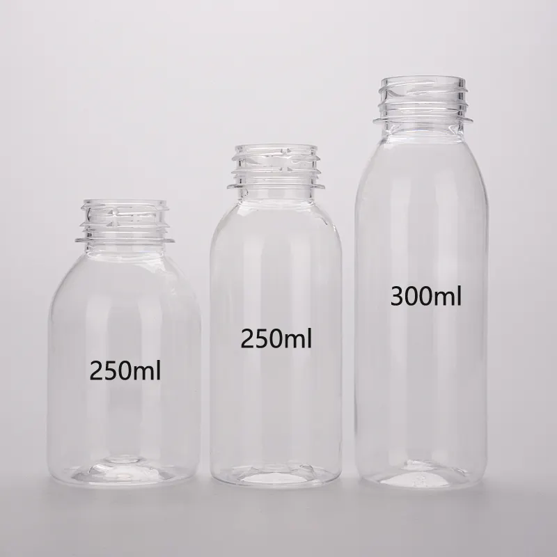 OEM 8oz 10oz 250ml 300ml PET Kunden spezifische transparente leere Plastik getränke Trink flaschen mit Verschluss