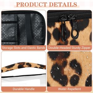 Wholesale Custom Leopard Double Layer Printed Makeup <b>Bag</b> Clear Top Cosmetic Pouch Portable Toiletry <b>Wash</b> <b>Bag</b> for Women - Product Image 5