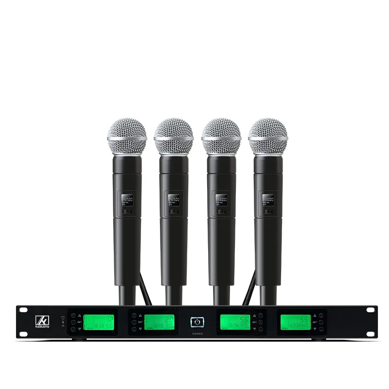 ERZHEN 4-channel handheld ultra-high frequency wireless microphone system for karaoke party speeches