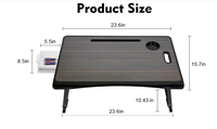 Table de lit pliable et portable avec tiroir de rangement et porte-gobelet pour manger le petit-déjeuner au lit